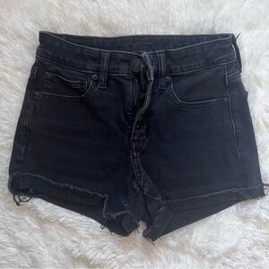 American Eagle Black Hi-Rise Shortie Denim Shorts